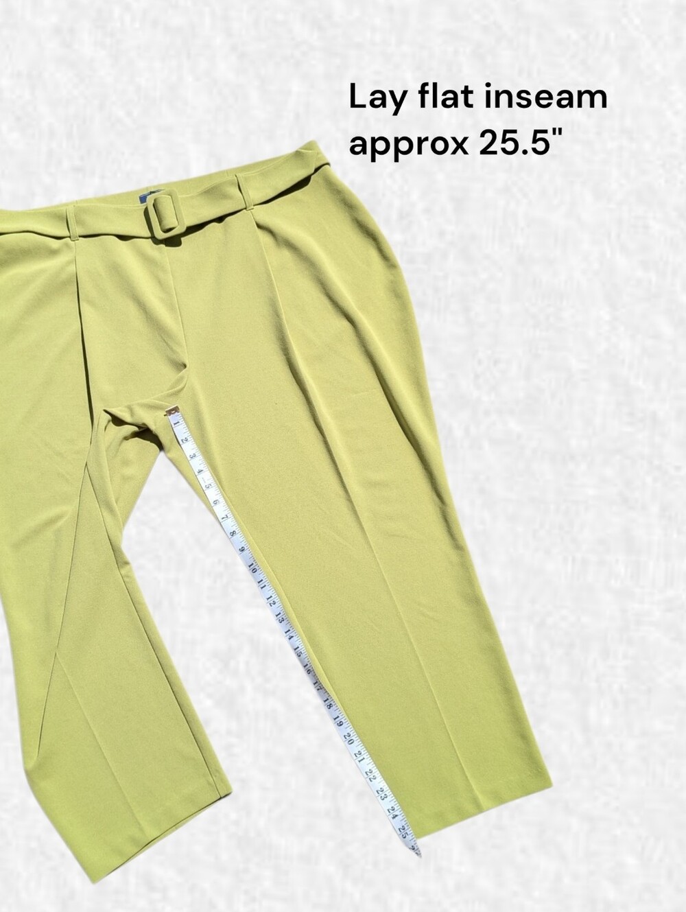 New York Company Plus Size 22: High-Rise Belted Crop Dress Pants in Lime Green - Picture 7 of 7